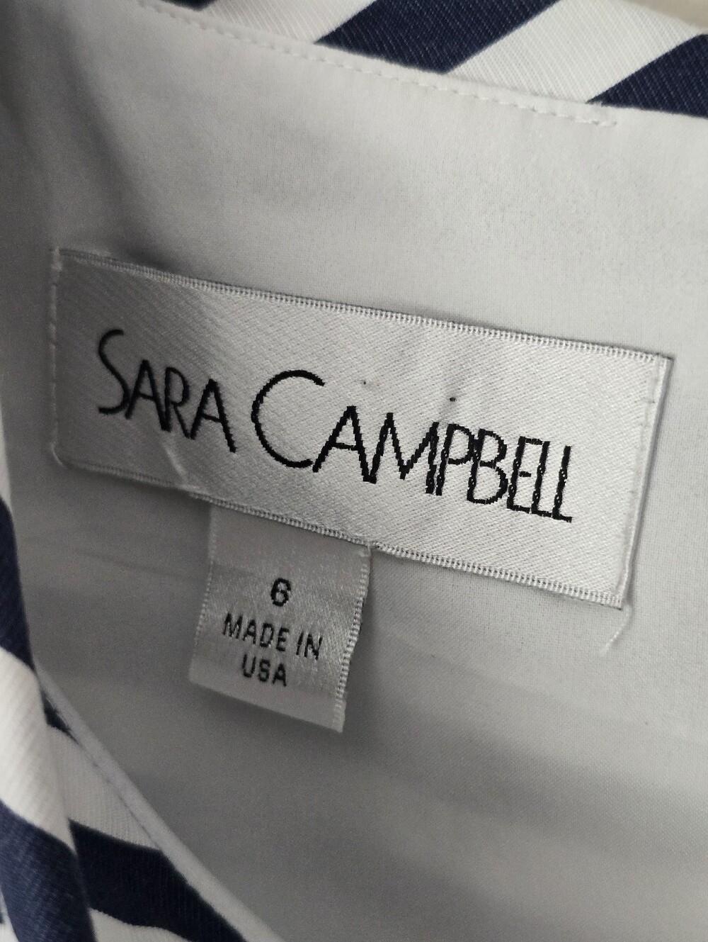 Sara Campbell Navy and White Striped Sleeveless Fit-and-Flare Dress - Picture 9 of 12